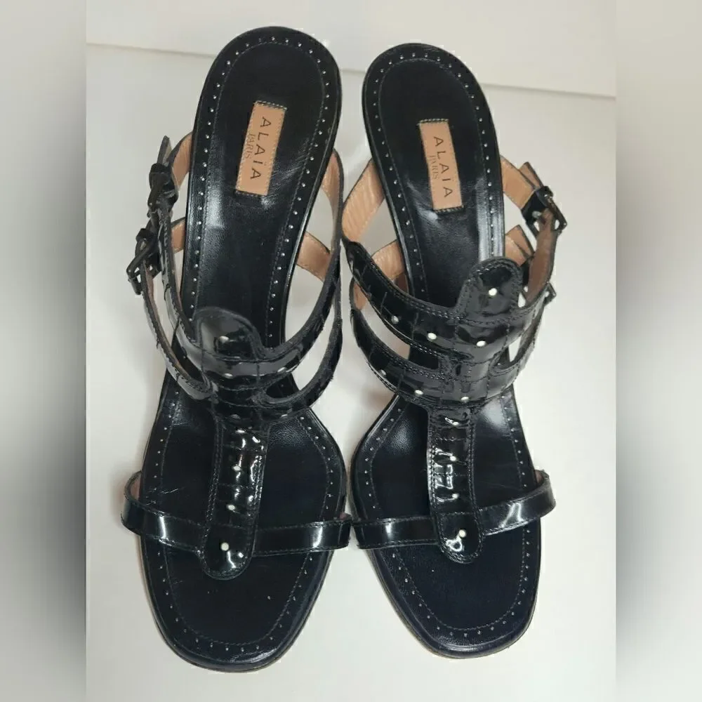 Alaïa Paris slip on heels black leather size 39